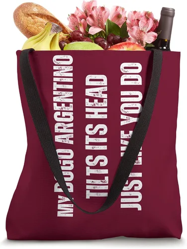 Vista 4 de Dogo Argentino - mi Dogo Argentino inclina la cabeza como tú Tote Bag