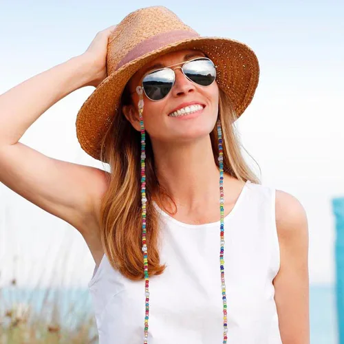 Vista 3 de Cadena multifuncional para gafas elegante soporte para gafas, collar y cordón para máscara para mujeres de moda