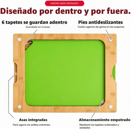 Vista 7 de Juego de tablas de cortar de bambú con 6 alfombrillas, tablas de cortar