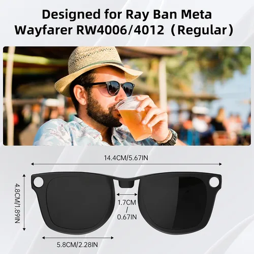 Vista 3 de HIBLOKS 2 clips polarizados para Ray-Ban Meta Wayfarer