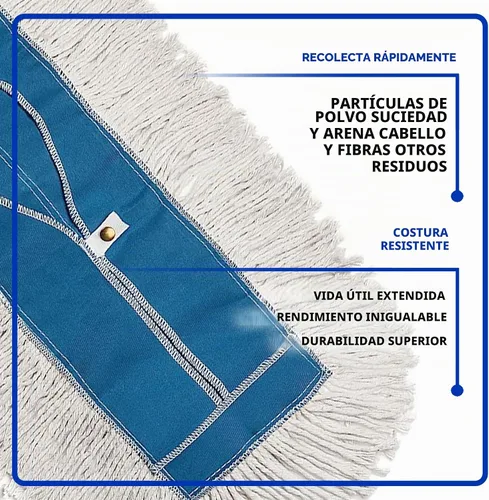 Vista 4 de Mopa de algodón para polvo con mango y marco de extensión de cambio rápido de aluminio Nine Forty de resistencia industrial, escoba para pisos