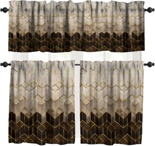 Vista 14 de Cenefas de cocina con estrellas de mar, cortinas de nivel para ventanas de cocina, cortinas de café con estrellas de mar, cortinas pequeñas
