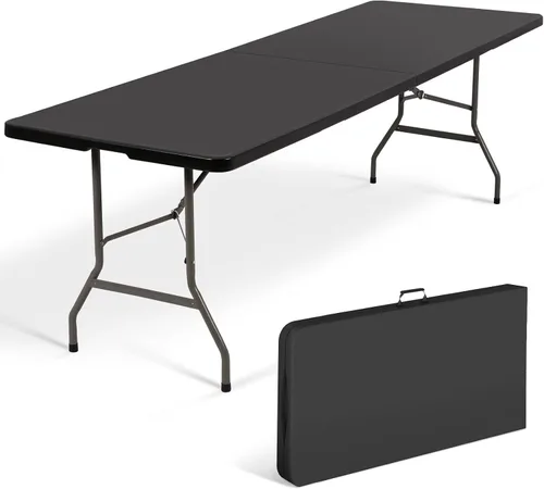 Vista 17 de Mesa Plegable de 4 Pies de Altura Ajustable con Asa Incorporada, Mesa Plegable Portátil de Servicio Pesado de 4 Pies con Patas de Acero para Negro