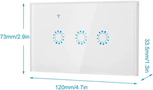 Vista 8 de Panel de interruptor táctil inteligente de 3 cuadrillas, Interruptor estándar de EE. UU., Control remoto de aplicación, Interruptor de luz táctil