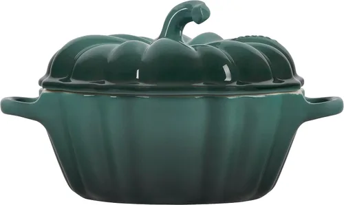 Vista 2 de Le Creuset Mini Cocotte de calabaza figurativa de gres, 12 oz., alcachofa