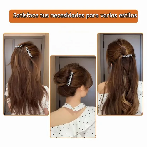 Vista 5 de 2 peines laterales franceses para mujer, accesorios para peinar el cabello, pinzas decorativas para el cabello (lunares)
