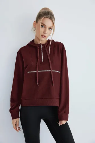 Vista 3 de Women's Thin Tunic Hoodies Long Sleeve Zip Up Sweatshirts Pullover Blouse Tops