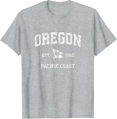 Vista 57 de Oregon Vintage barco ancla bandera diseño de West Coast Retro Tee, hombre S, Arándano
