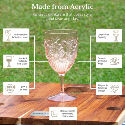 Vista 6 de Komorebi Copas de vino acrílicas inastillables, copas de plástico irrompibles, sin BPA y a prueba de caídas, elegantes vasos para uso en interiores