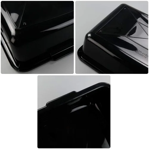 Vista 3 de Tinas de autobús comerciales de plástico de 13 L, paquete de 4 cuencos rectangulares para lavar, negro