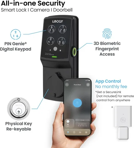 Vista 9 de Lockly Secure Plus, cerradura de puerta de entrada sin llave, cerraduras inteligentes para puerta delantera, cerrojo de bloqueo inteligente, teclado