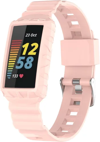 Vista 14 de AISPORTS Correa compatible con Fitbit Charge 6/5/4/3 con funda antigolpes, resistente a los impactos, con banda de repuesto de silicona para Fitbit