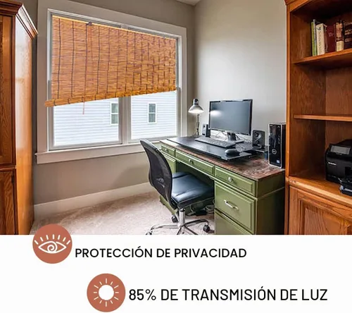 Vista 6 de Persianas enrollables para patio, persianas de caña al aire libre con elevador, cortinas enrollables translúcidas de privacidad para porche