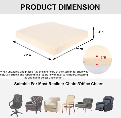 Vista 4 de Eco-Ancheng Cojín de asiento reclinable para personas mayores, cojín cuadrado grande para sillas reclinables, almohadillas para personas mayores
