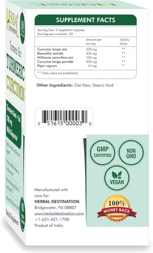 Vista 7 de Suplemento de cúrcuma Hrx- Suplemento inmunológico, suplemento de refuerzo del metabolismo para las articulaciones con curcumina de cúrcuma