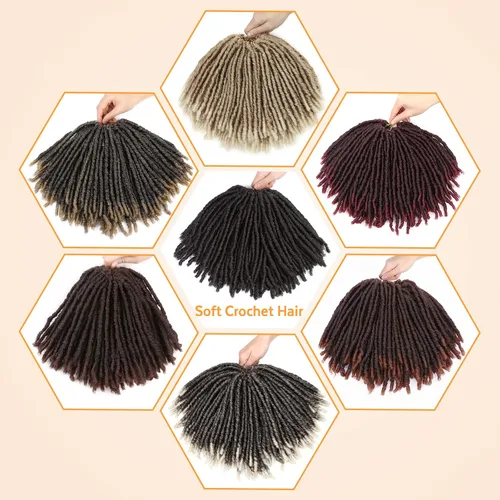 Vista 7 de WIGNEE Cabello de Ganchillo 120 Hebras Locs Sintéticos 8 Pulgadas Locs Suaves Pre-Trenzados 6 Paquetes Cabello de Ganchillo Pre-Anudado para Mujeres