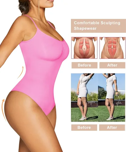 Vista 5 de SHAPERX Body para mujer con control de abdomen, moldeador sin costuras, moldeador de cuerpo