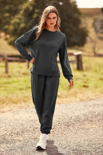Vista 9 de Prettygarden - Conjunto de pijama para mujer, teñido anudado, de dos piezas, pijama con camiseta de manga larga y pantalón largo, con bolsillos