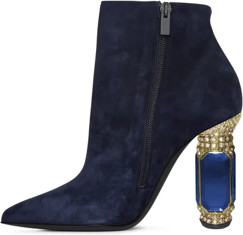 Vista 37 de FSJ Botas de tacón alto con punta puntiaguda para mujer, con tacón alto, con cremallera lateral brillante, estilo casual, para uso diario, zapatos