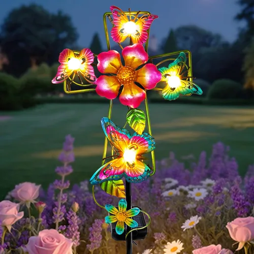 Vista 13 de YJFWAL Luz Solar de Estaca de Jardín con Cruz de Cristal, Decoraciones de Cementerio para Luces Exteriores de Tumba, Regalos Conmemorativos