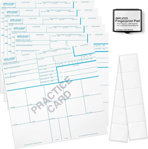 Vista 3 de National Gun Trusts - Fabricado en Estados Unidos - Kit completo de tarjetas de huellas dactilares FD-258 2026 (6 tarjetas + 1 tarjeta de práctica)