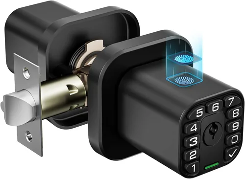 Vista 9 de Richelock - Perilla de puerta de huellas dactilares, cerradura de puerta biométrica inteligente con teclado, perilla de puerta de código de entrada