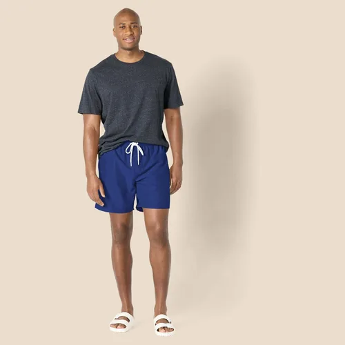 Vista 8 de Tienda Essentials Traje de baño para hombre con forro de malla, bolsillos, cierre de cordón