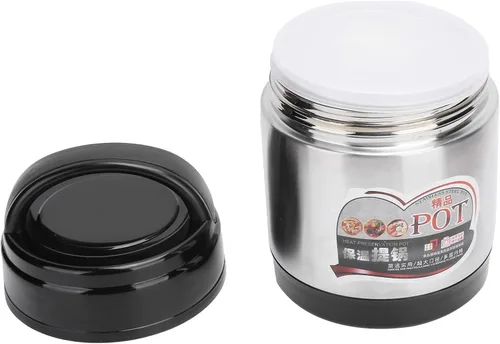 Vista 7 de AYNEFY Recipiente de alimentos aislado al vacío, contenedor de comida caliente de 47.3 fl oz, contenedor portátil de 3 niveles apilables Bento