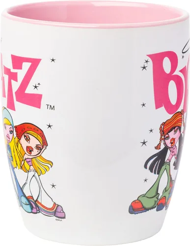 Vista 3 de Silver Buffalo Bratz Logo and Group - Taza de cerámica curvada, 25 onzas