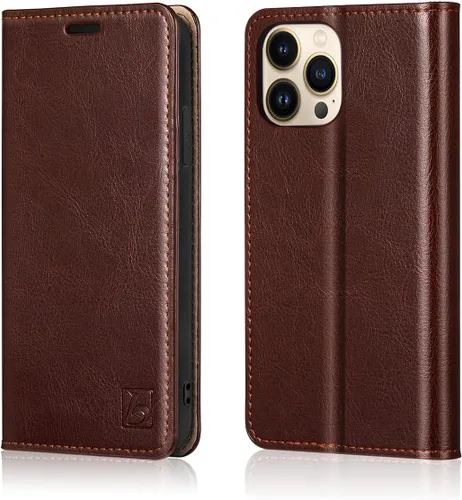 Vista 21 de Belemay Funda tipo cartera compatible con iPhone 8 Plus, de piel de vaca auténtica, funda tipo folio (funda interior de TPU suave), ranuras
