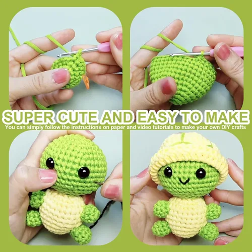 Vista 4 de YICBOR Kit de ganchillo para principiantes - Amigurumi Kits de animales de ganchillo con tutoriales en video paso a paso, juego de tejer