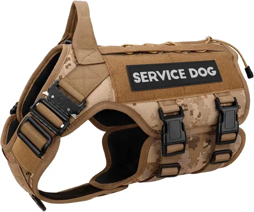Vista 16 de PETNANNY - Chaleco táctico para perro de servicio - Arnés de apoyo emocional sin tirones con parches de gancho y bucle y sistema Molle para Negro