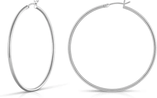 Vista 28 de Aretes de aro de oro para mujer chapados en oro real de 14 quilates con poste de plata de ley 925 Dorado