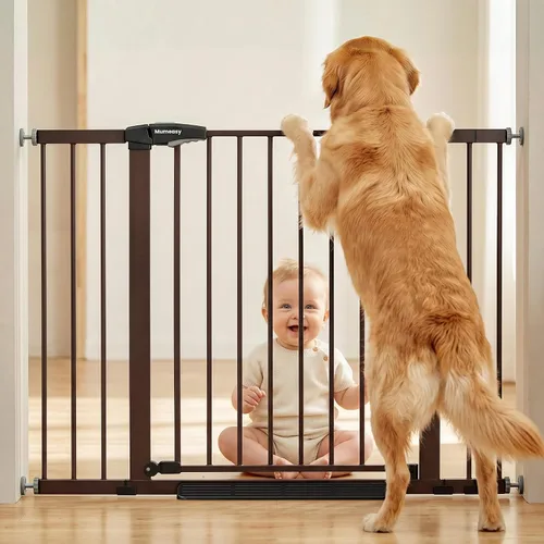 Vista 13 de Puerta de bebé para escaleras, puerta de perro con cierre automático de 29.7-43 pulgadas para puertas y pasillos, puerta para mascotas montada a