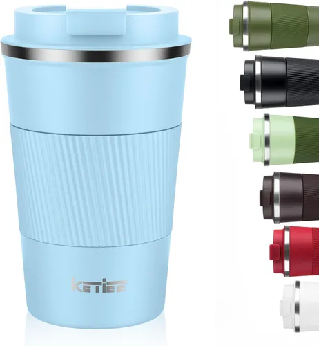 Vista 29 de KETIEE Taza de café de 12 oz: Taza de café con aislamiento al vacío y tapa a prueba de fugas, taza de viaje de acero inoxidable con doble pared