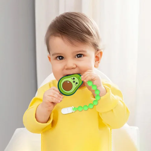 Vista 6 de Juguete mordedor de silicona de grado alimenticio para bebés con soporte para chupete, juguetes de dentición, juego de regalo para niños y niñas a