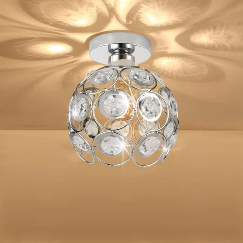 Vista 10 de Lámpara de techo de mini araña dorada, lámpara de techo de cristal, luces de pasillo de montaje semiempotrado, pequeñas cubiertas de lámpara
