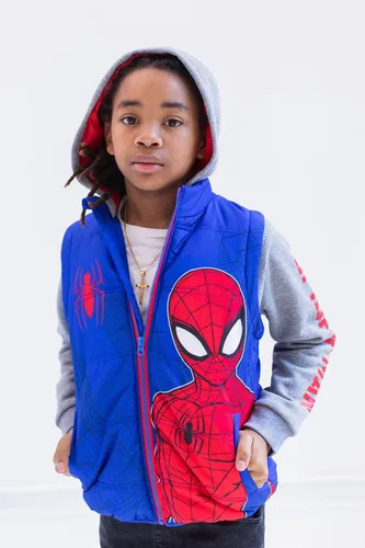 Vista 5 de Marvel Spider-Man - Chaleco con cremallera 2fer para niños pequeños y grandes