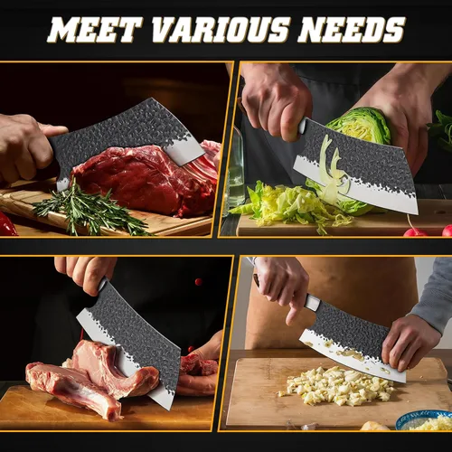 Vista 4 de Huusk Juego de 3 cuchillos de carnicero con cuchillo de cocina japonés