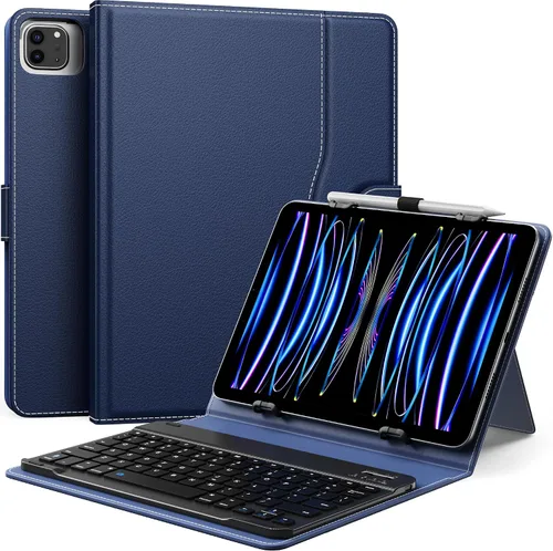 Vista 12 de MoKo Funda universal para tablet con teclado QWERTY para tablet de 9", 9.7", 10.1", 10.2", 10.4", 10.5", 10.9", con teclado Bluetooth inalámbrico