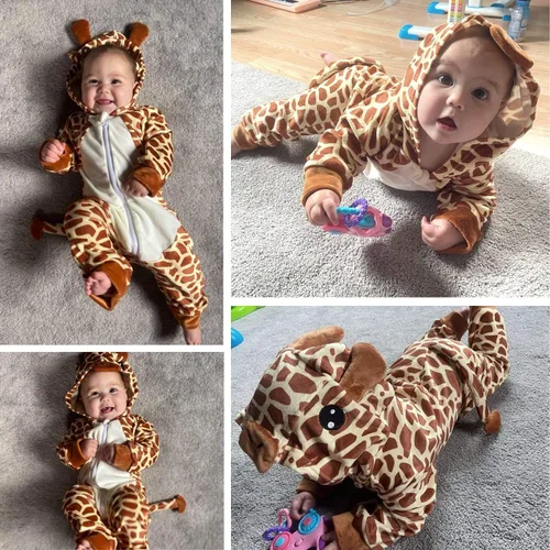 Vista 2 de Aalizzwell Mameluco con capucha para bebés y niños, para otoño e invierno