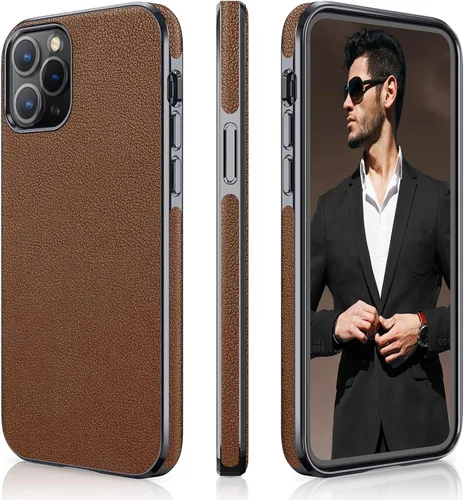 Vista 27 de LOHASIC Funda para iPhone 12 y iPhone 12 Pro - Fundas para teléfono i Phone 12 con borde cromado delgado, fundas de cuero de diseño suave, funda