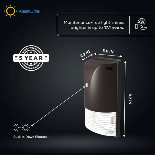 Vista 4 de KastLite Paquete de luz LED de pared con fotocélula del anochecer al amanecer 2000 lúmenes equivalente a 150 vatios lámpara de pared Iluminación