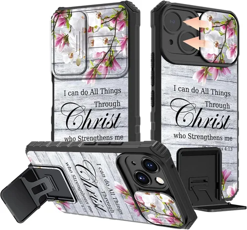 Vista 29 de Rossy Funda para iPhone 14 2022, para iPhone 14 con funda deslizante para cámara deslizante, soporte integrado, doble capa híbrida, a prueba de 1-37