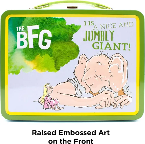 Vista 3 de AQUARIUS Dahl- The BFG Fun Box - Caja de almacenamiento de lata resistente con mango de plástico y cubierta frontal en relieve, mercancía