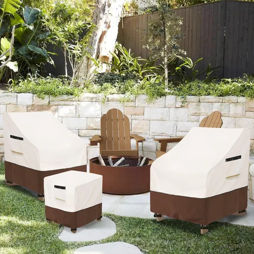 Vista 9 de Juego de 3 piezas de fundas para sillas de patio Adirondack, funda de muebles de patio impermeable de 600D resistente, incluye 2 fundas para sillas