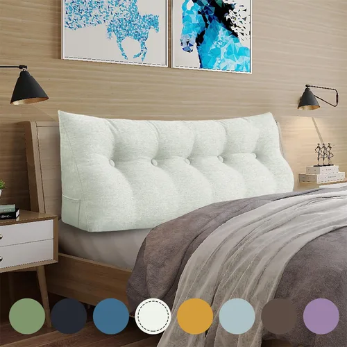 Vista 52 de WOWMAX - Almohada grande triangular con respaldo para cabecera, almohada de posicionamiento para lectura en forma de cuña, con funda extraíble