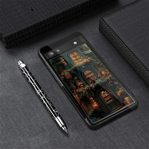 Vista 445 de Compatible con Google Pixel 4A 5G Mobile Case Creative Acrylic Panel trasero Silicona Protección Grip especialmente diseñado para Google Pixel 4A 5G