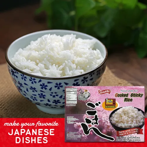 Vista 5 de Shirakiku Granos secos y arroz – Arroz blanco pegajoso de grano corto estilo japonés – Arroz de sushi cocido listo para comer de alta calidad apto