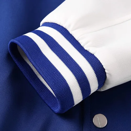 Vista 4 de Mxiqqpltky Chaqueta universitaria vintage para hombre, estilo casual, con estampado de letras, chaqueta de béisbol de retazos, ropa de calle